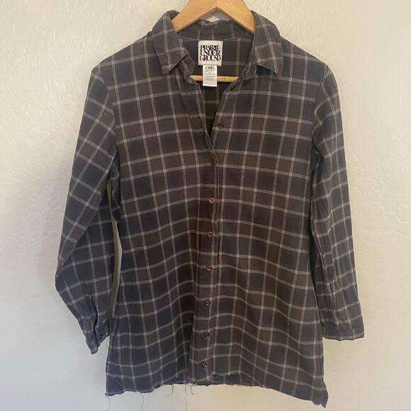 Prairie Underground Tops - Prairie Underground Flannel Shirt Womens Size XS 100% Cotton Sustainable Raw Hem
